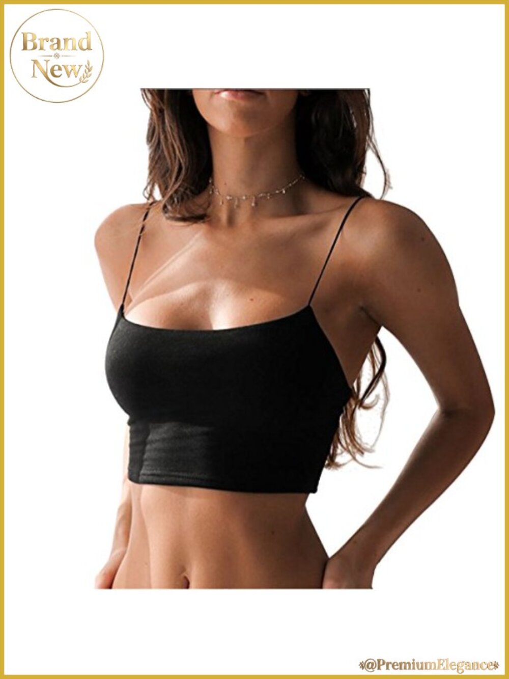 Women's Cropped Cami Tank Top Cotton Spandex Spaghetti Strap